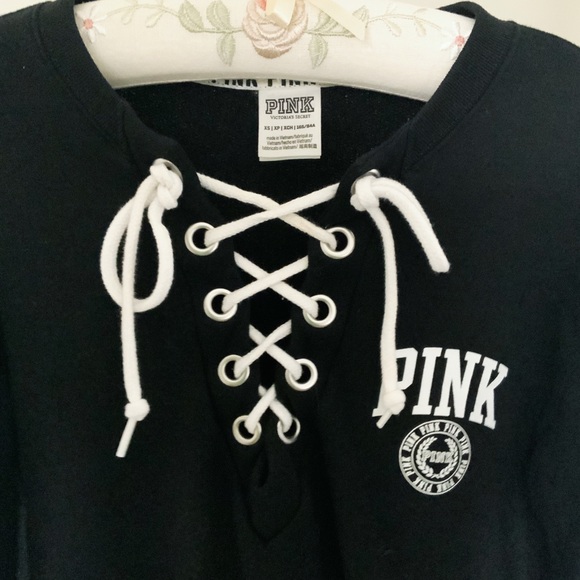 Pink Lace up Sweatshirt - Picture 3 of 3